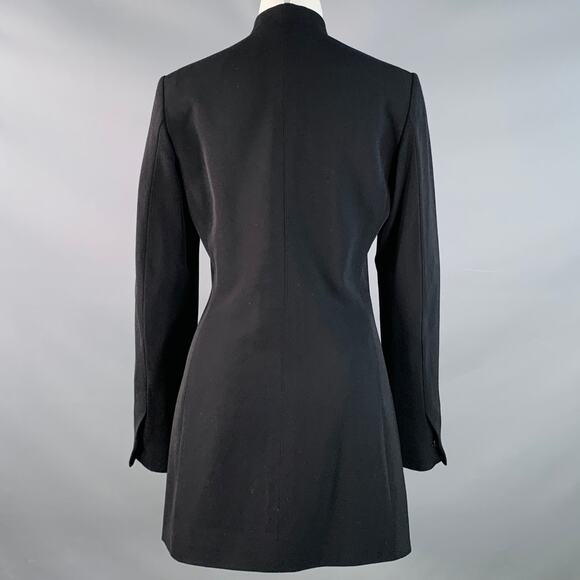 VERSUS by GIANNI VERSACE 8 Black Virgin Wool Nehru Collar Hidden Buttons Coat - Picture 3 of 8